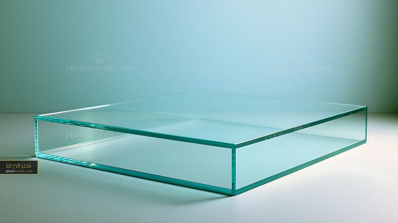 Clear glass display box on a light background