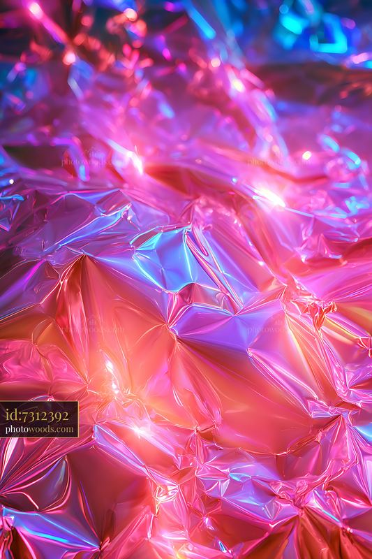 Bright colored crumpled foil background with lights