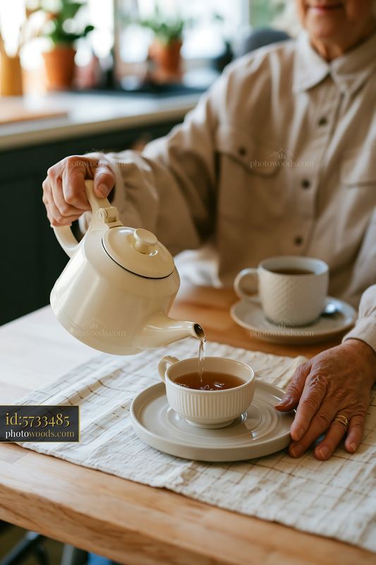 Adaptive kitchen tools supporting tea-making by disabled person
