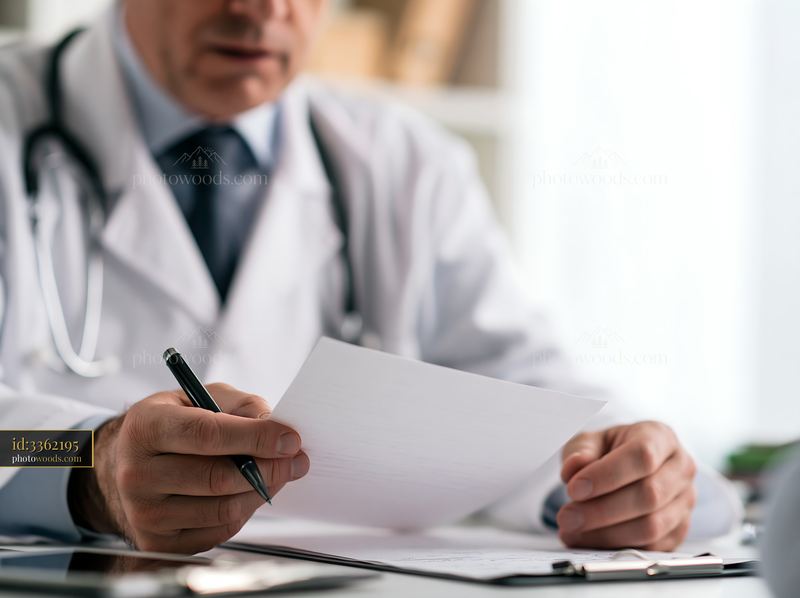 Doctor consulting with Parkinson's disease patient in office setting