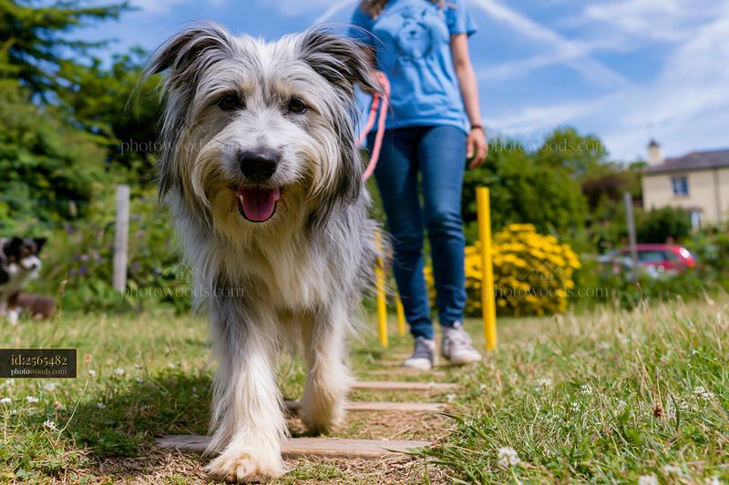 Rare dog breed during obedience training in outdoor setting