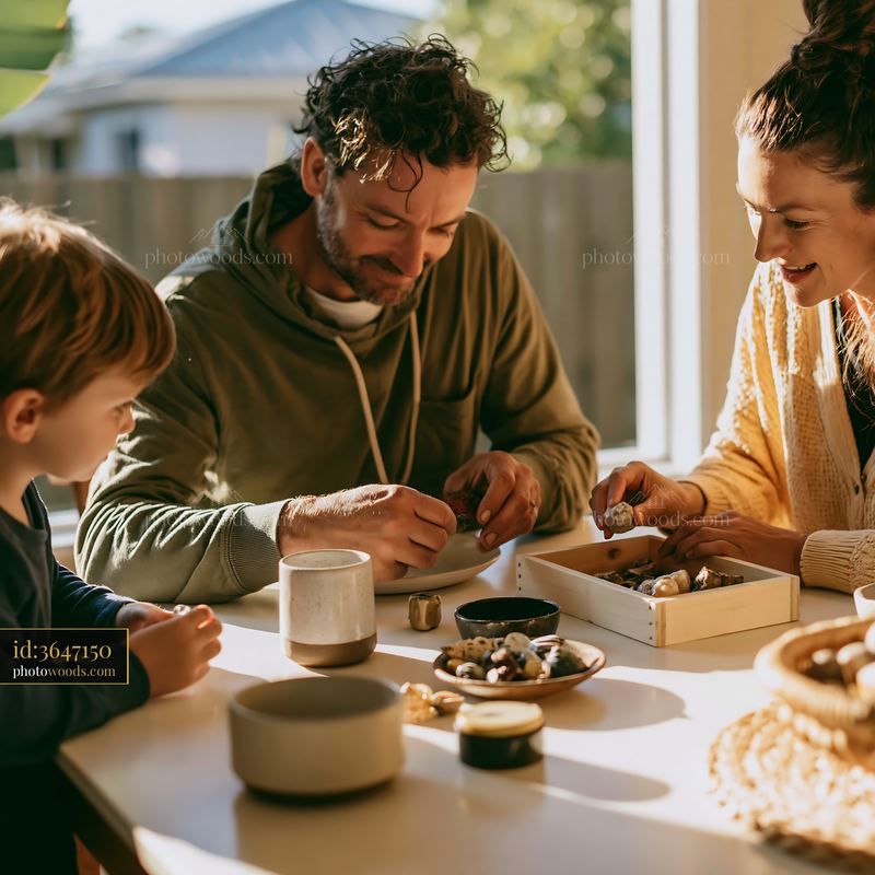 Family enjoying activities together at home