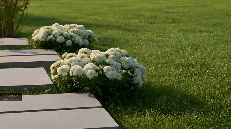 Grave with simple floral decoration and grass setting