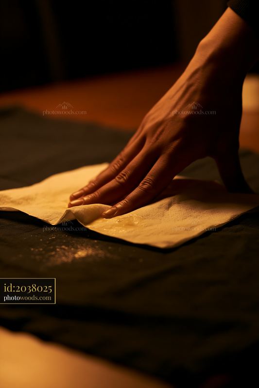Hand using paper towel to blot a fabric stain