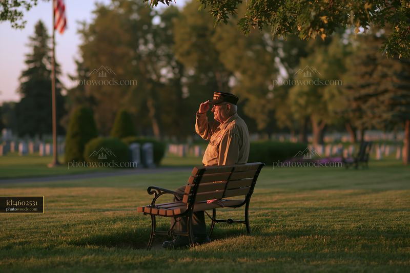 Quiet remembrance scene at a veterans cemetery