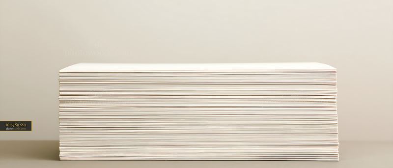 Stack of blank paper sheets on a neutral surface