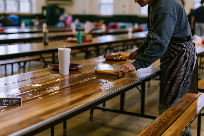Cleanup after Christmas party at dining hall