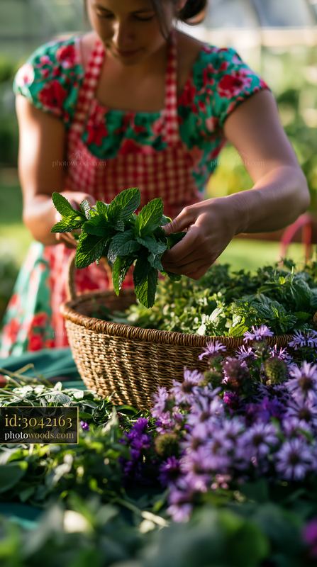 Meadow flowers beside a handwoven basket for natural products campaign