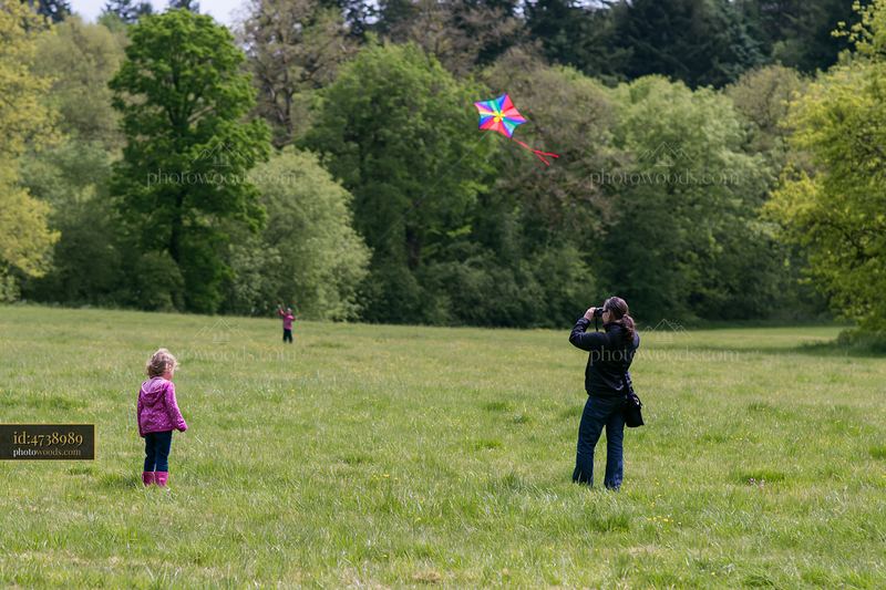 Photographer capturing moments with children in a meadow