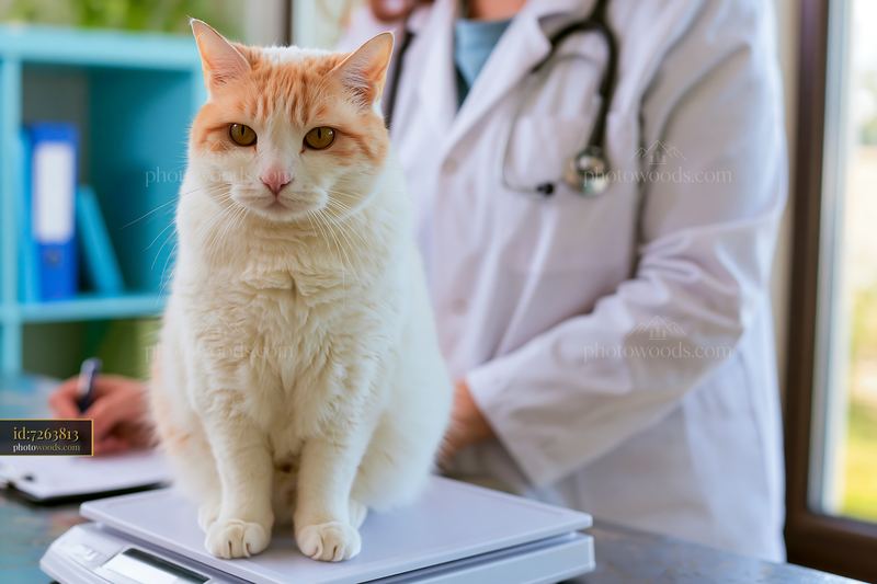 Veterinary examination of a rare cat breed indoors