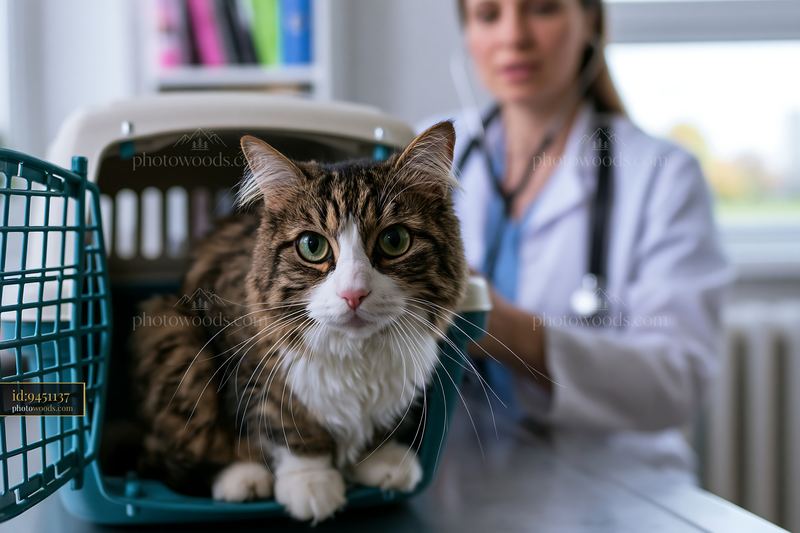 Veterinary examination of rare cat breed at animal clinic