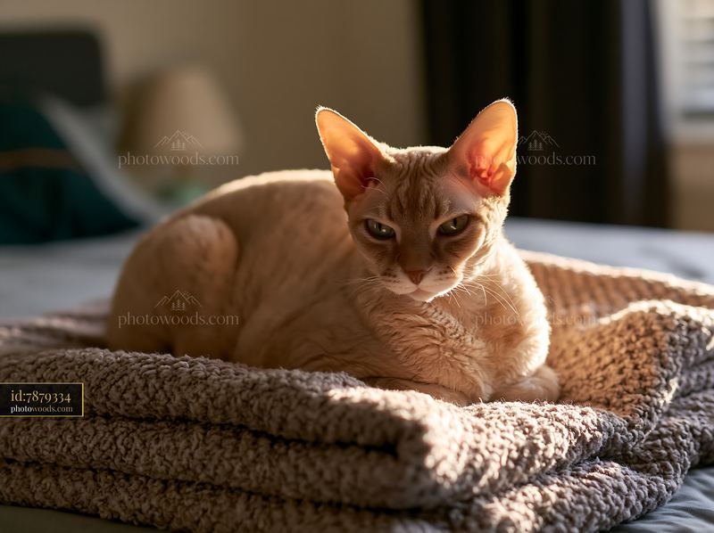 Rare dog breed spotted coat resting on a blanket in warm light
