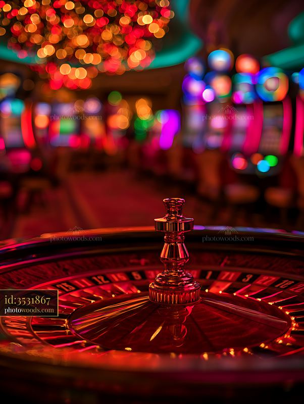 Roulette wheel spins in a vibrant casino atmosphere