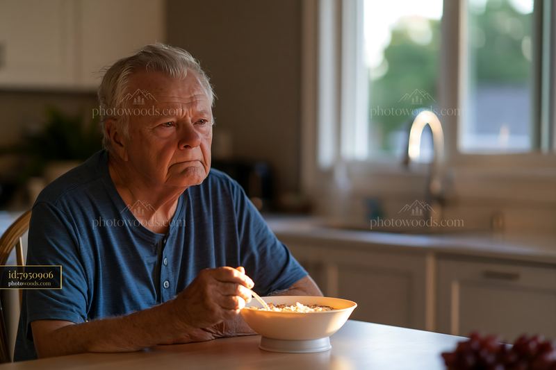 Senior man using adaptive kitchen tools in a home kitchen