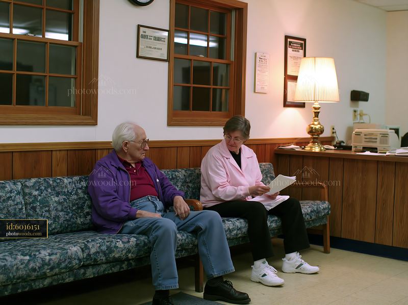 Senior with dementia attending a medical appointment in a clinic