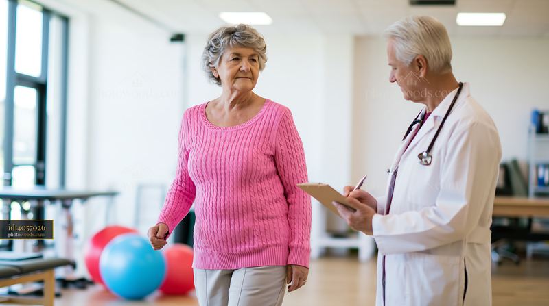 Senior woman with Parkinson's visits a neurologist for consultation