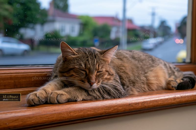 Serengeti cat lounging by the window indoors