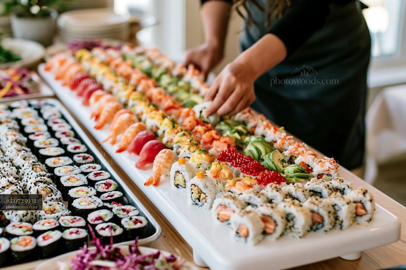 Sushi platter for catering event