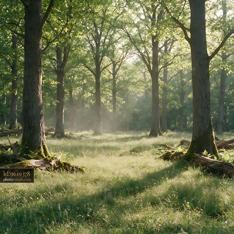 Sunlit meadow in wooded clearing with shaded areas