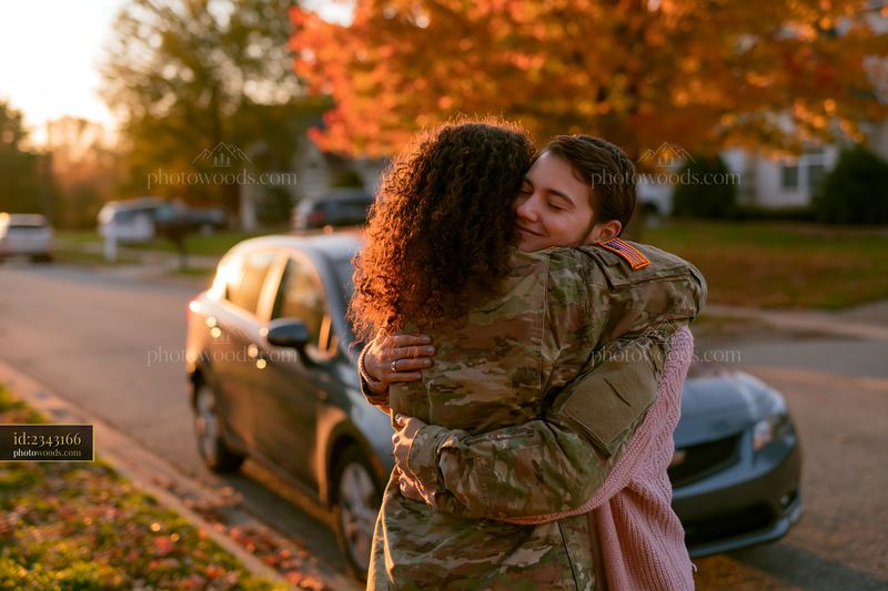 Soldier embraces loved one upon returning home