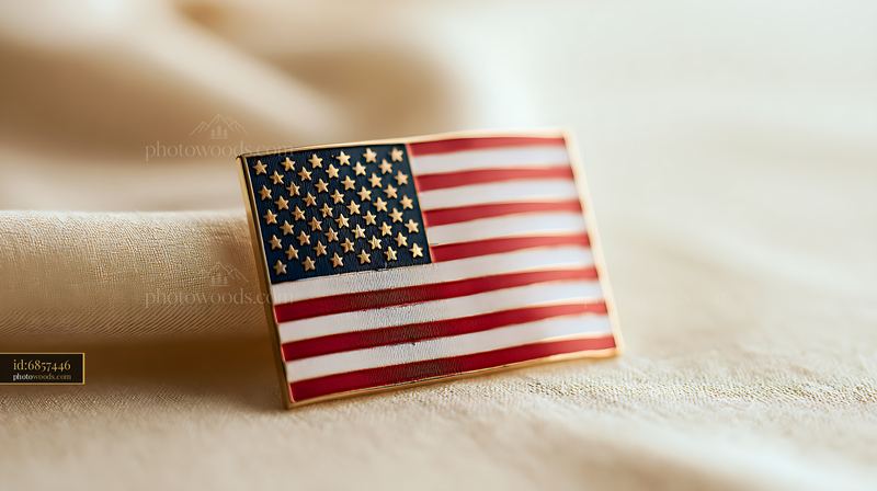 United States flag pin on a soft surface