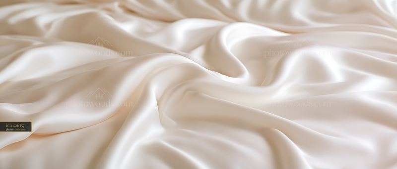 Elegant white satin fabric draped on a smooth surface