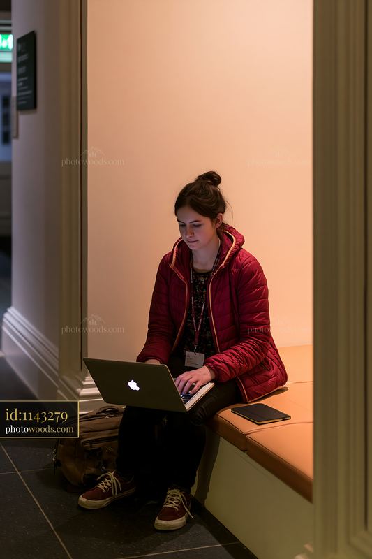 Employee attending online training in a quiet setting