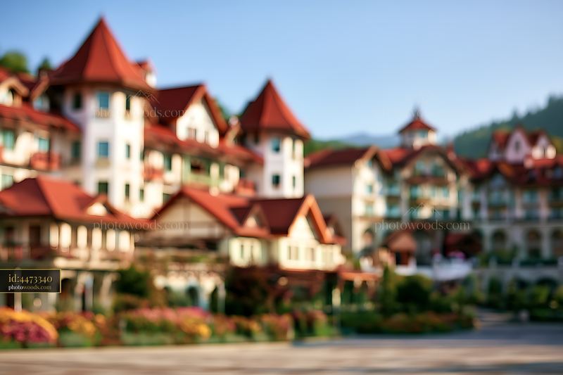 Alpine Village Resort Building in Soft Morning Light