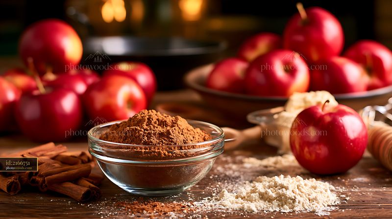 Apples and Cinnamon in a Cozy Autumn Baking Scene