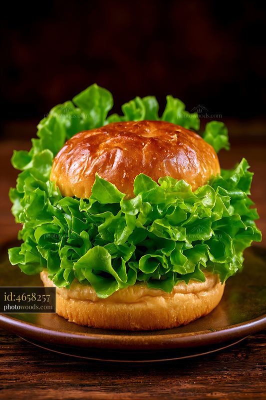 Brioche Bun Topped With Fresh Green Lettuce