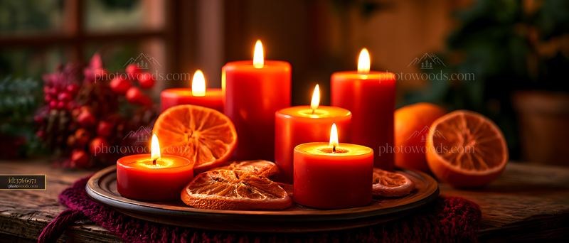 Candles With Dried Oranges in a Cozy Autumn Setup