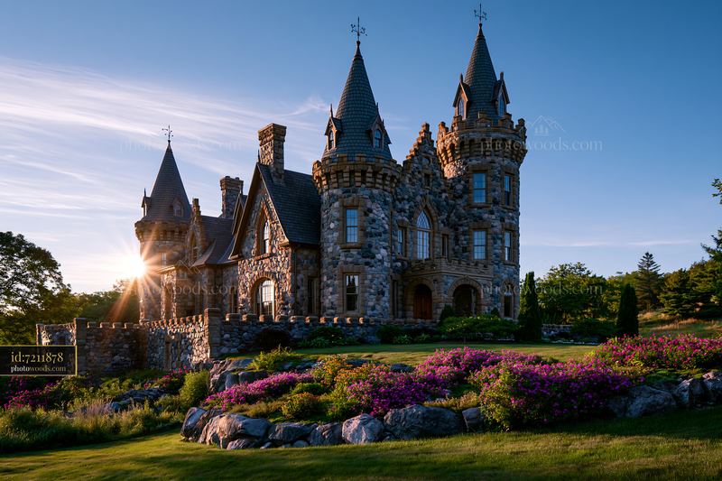 Castle Architecture in Summer With Flowers and Sunlight
