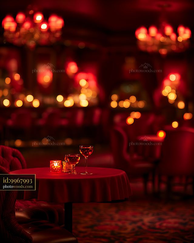 Champagne Lounge With Glowing Gold and Deep Red Lights