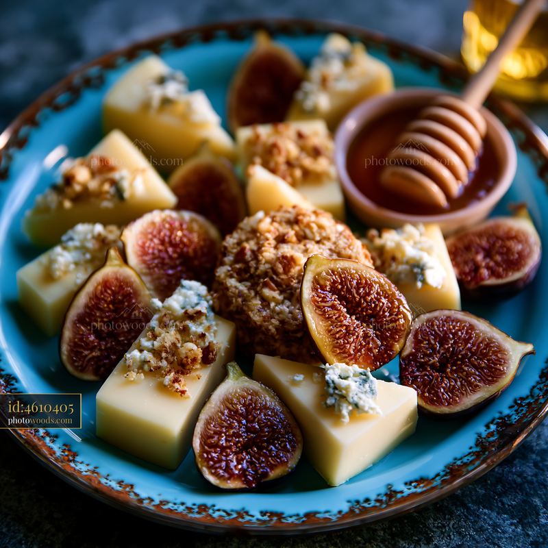 Charcuterie Board With Cheeses, Figs, and Honey