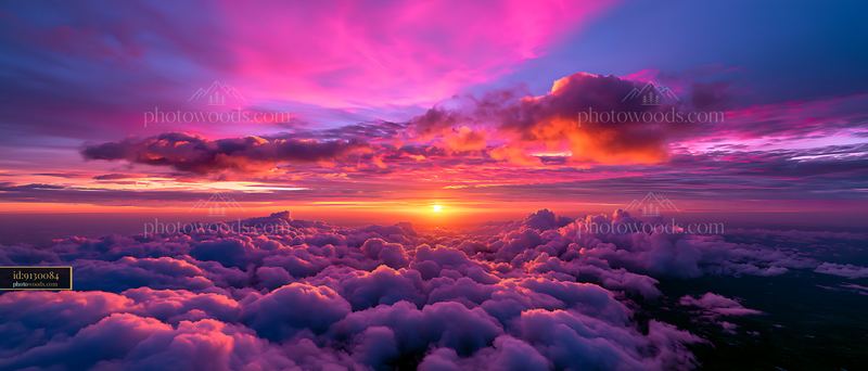 Clouds at Sunset With Vibrant Colors Over the Horizon
