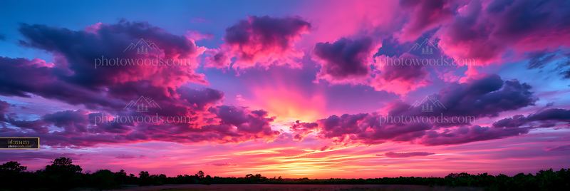 Cloudscape With Luminous Light Shaft Above Horizon at Sunset