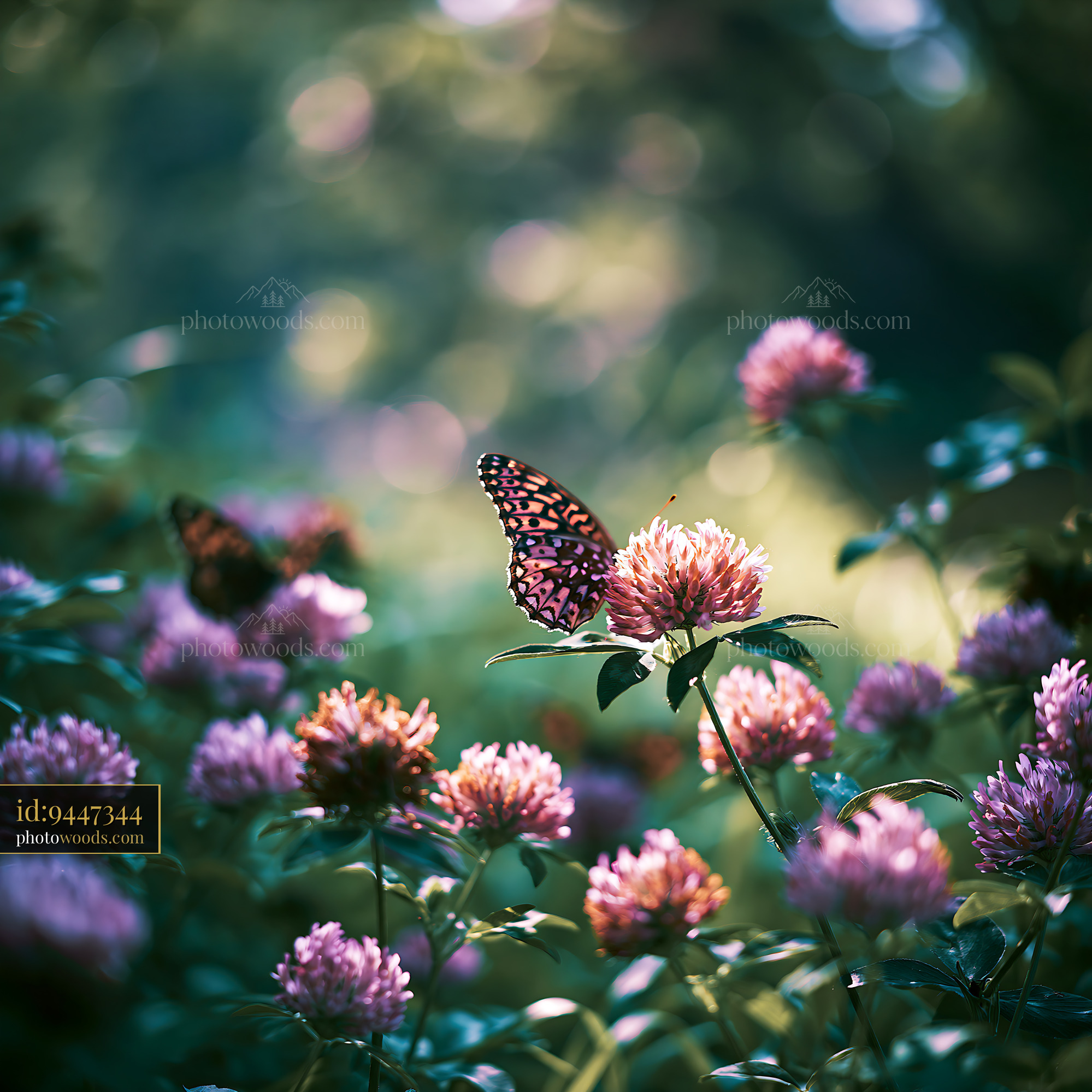 Clover Flowers With Butterfly in a Meadow During Springtime