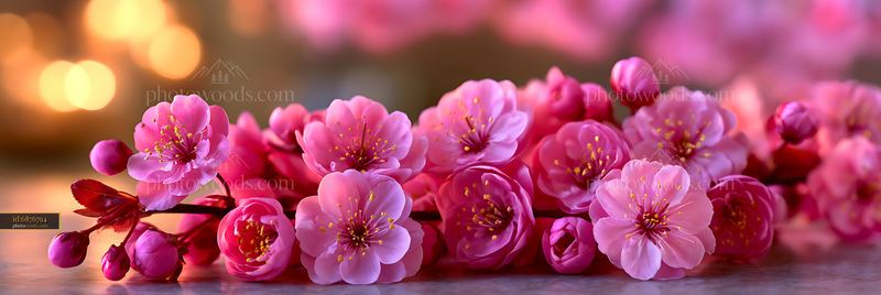 Cherry blossoms in pink colors on a surface