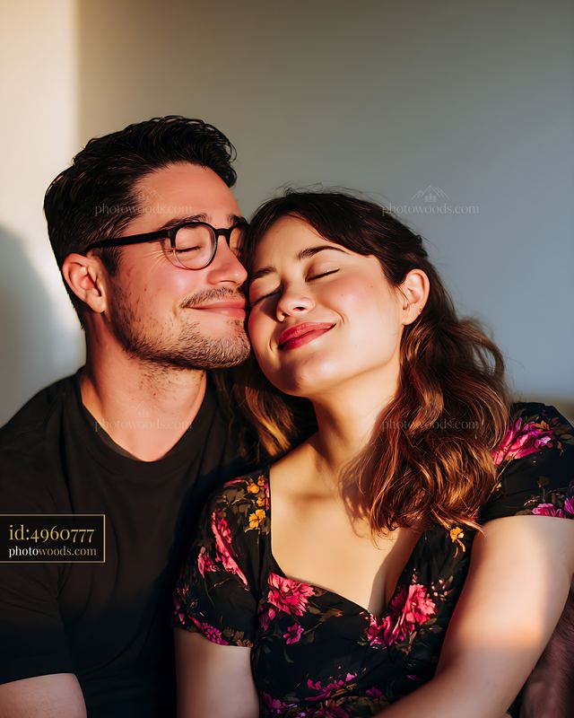 Couple Sharing a Tender Moment in Soft Light