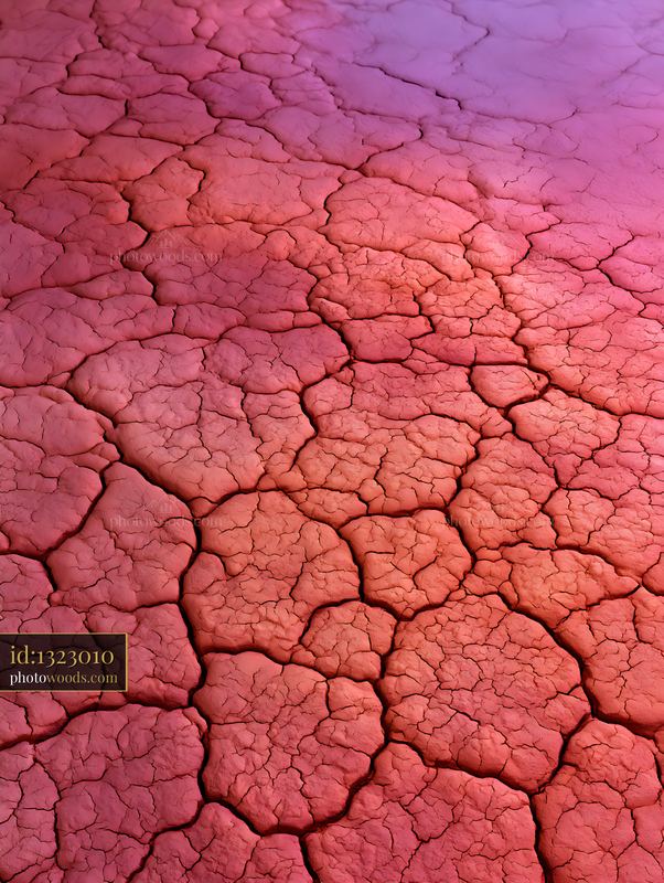 Cracked Dried Earth Surface in Warm Terracotta Color