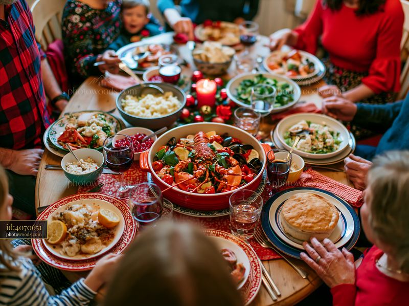 Multigenerational family sharing a festive Christmas meal