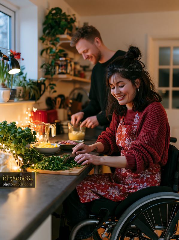 Christmas dinner preparation in kitchen with friends