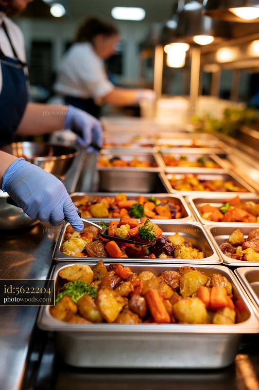 Christmas dinner preparation in a professional kitchen