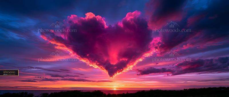 Heart Shaped Cloud at Sunset Over Ocean
