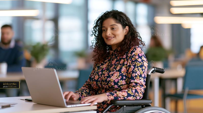 Project Manager Using a Laptop While Sitting in a Wheelchair