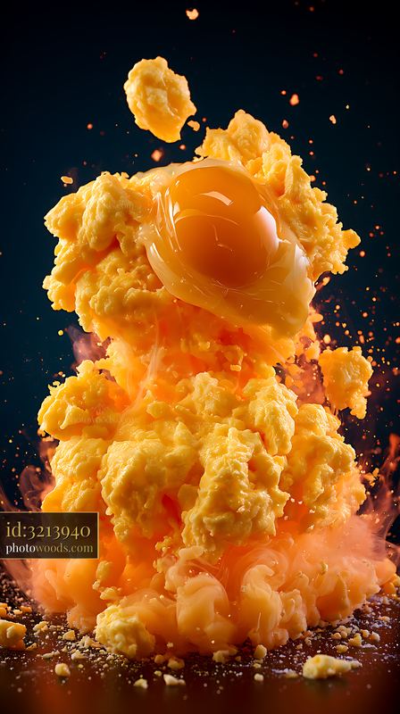 Scrambled Eggs With Fluffy Curds and Yolk in Motion