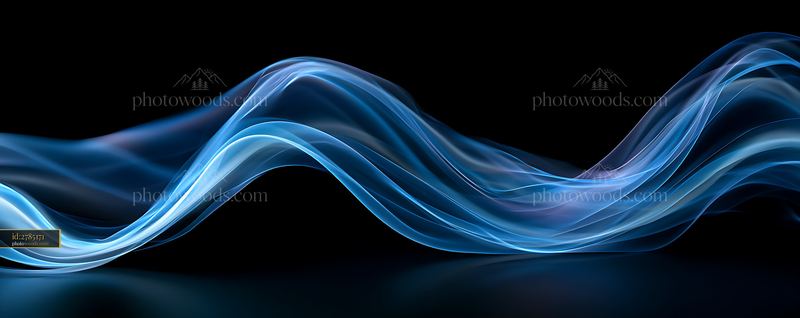Soft Blue and White Abstract Wave Flowing on Black Background