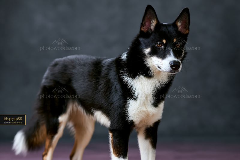 Rare dog breed in studio portrait with neutral background
