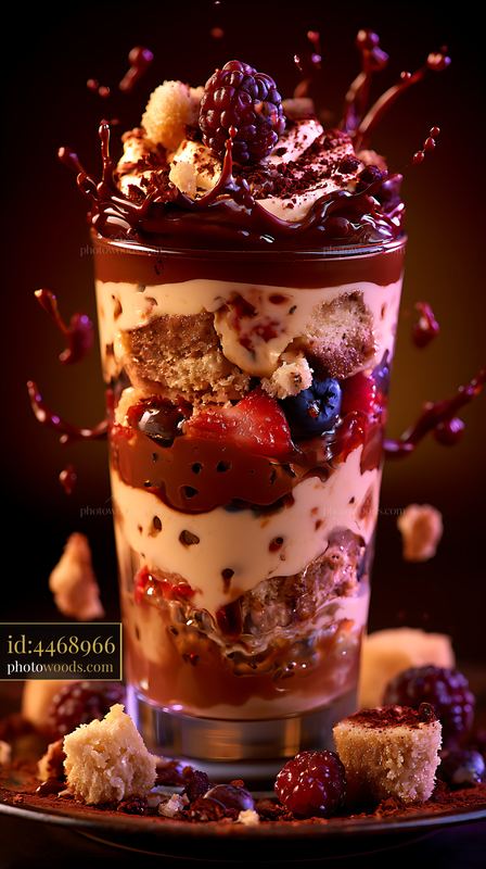 Tiramisu Dessert Served in a Glass With Layers and Toppings