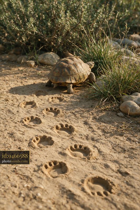 Tortoise walking through a natural habitat enclosure